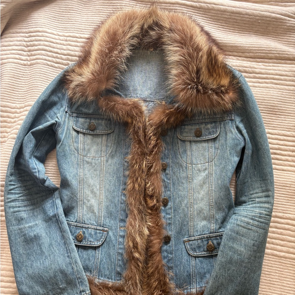Denim Jacket with Faux Fur Trim